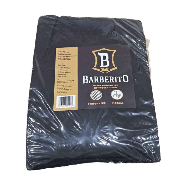 Barberito Black Nonwoven Towels - czarne ręczniki fizelinowe 50 szt