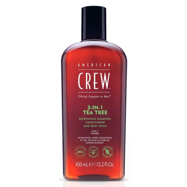 American Crew Classic 3w1 szampon odżywka i żel pod prysznic o zapachu drzewa herbacianego 450 ml
