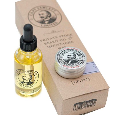 Captain Fawcett zestaw olejek Private Stock 50 ml + wosk do wąsów 15 ml