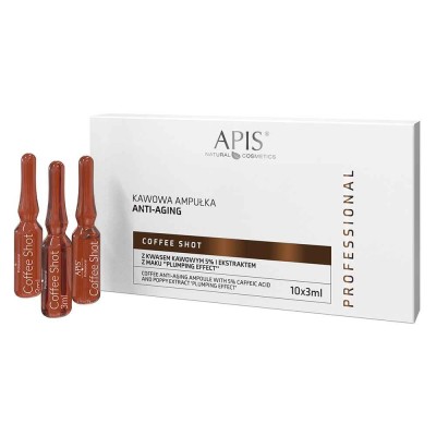 Apis Coffee Shot Kawowa ampułka Anti-Aging z kwasem kawowym i ekstraktem z maku ,,Plumping Efec" 10x3,5 ml